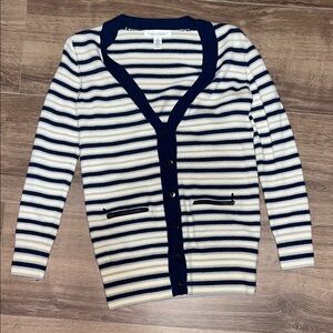 Banana Republic Striped Navy and White Cardigan